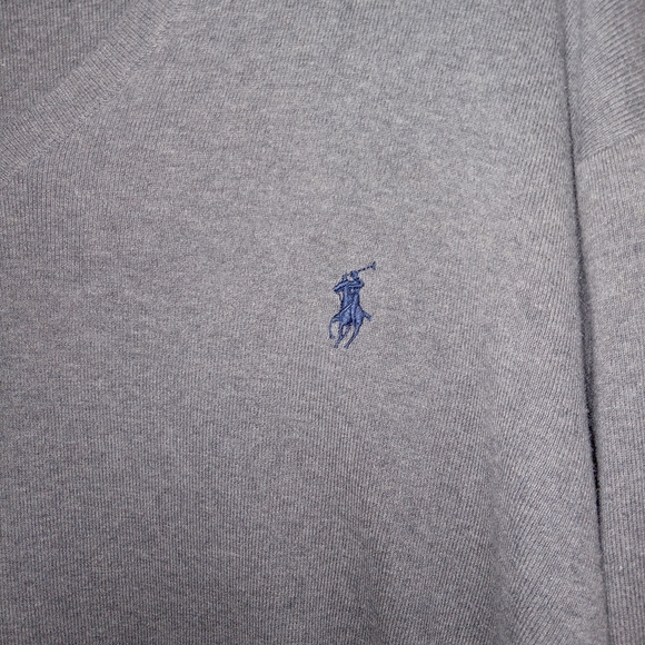 Polo Ralph Lauren V-Neck Sweater Mens XL Gray 100% Pima Cotton Preppy Soft - Picture 3 of 10